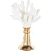 image:imageDeco 79 Resin Coral Decorative Sculpture Textured Home Decor Statue with Round Copper Base Accent Figurine 8 x 6 x 13 White