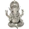 image:imageDeco 79 Resin Ganesh Decorative Sculpture Musician Home Decor Statue with Green Yellow and Teal Accents Accent Figurine 9 x 6 x 11 GoldSilver