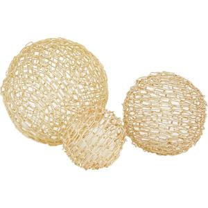 image:imageCosmoLiving by Cosmopolitan Metal Geometric Decorative Sculpture Home Decor Statues Set of 3 Accent Figurines 8 6 5H Gold