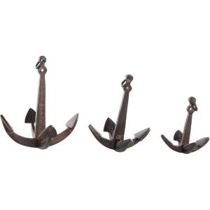 image:imageDeco 79 Aluminum Metal Anchor Decorative Sculpture Weathered Home Decor Statues with Hanging Hook Set of 3 Accent Figurines 14 11 8H Copper