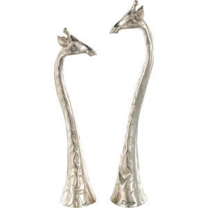 image:imageDeco 79 Aluminum Metal Giraffe Decorative Sculpture Home Decor Statues Set of 2 Accent Figurines 28 24H GoldSilver
