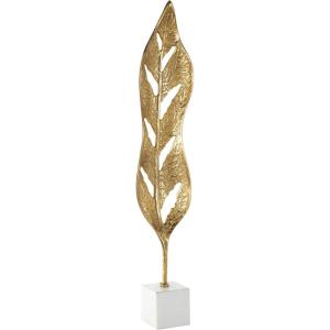 image:imageDeco 79 Aluminum Metal Leaf Decorative Sculpture Tall Textured Cutout Home Decor Statue with White Marble Base Accent Figurine 7 x 4 x 35 Gold7 x 4 x 35