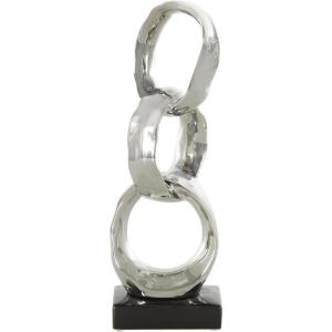 image:imageDeco 79 Ceramic Abstract Decorative Sculpture Interlocked Ring Home Decor Statue with Black Base Accent Figurine 5 x 5 x 15 SilverSilver