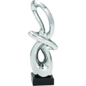 image:imageDeco 79 Ceramic Abstract Decorative Sculpture Swirl Home Decor Statue with Black Base Accent Figurine 7 x 4 x 18 SilverAntique Silver