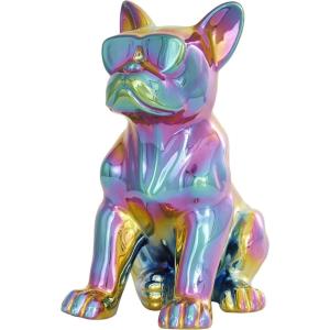 image:imageDeco 79 Ceramic Bulldog Decorative Sculpture Home Decor Statue with Rainbow Shimmer Finish Accent Figurine 7 x 10 x 12 Multi Colored