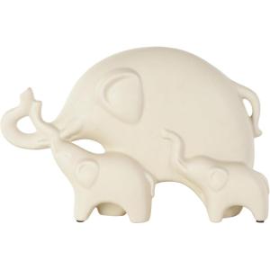 image:imageDeco 79 Ceramic Elephant Decorative Sculpture Home Decor Statue Accent Figurine 11 x 2 x 14 SilverCream