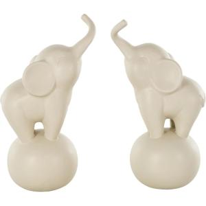 image:imageDeco 79 Ceramic Elephant Decorative Sculpture Home Decor Statue Accent Figurine 11 x 2 x 14 SilverWhite