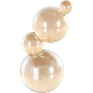 image:imageDeco 79 Glass Abstract Decorative Sculpture Stacked Orbs Home Decor Statue Accent Figurine 4 x 4 x 8 Beige