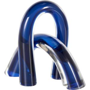 image:imageDeco 79 Glass Abstract Decorative Sculpture Wave Home Decor Statue with Clear Base Accent Figurine 20 x 4 x 6 Multi ColoredBlue