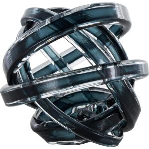 image:imageDeco 79 Glass Geometric Decorative Sculpture Orb Home Decor Statues with Overlapping Rings and Ball Center Set of 3 Accent Figurines 4 4 3 H ClearDark Blue