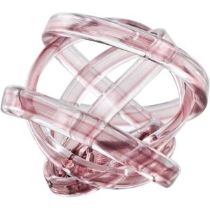 image:imageDeco 79 Glass Geometric Decorative Sculpture Orb Home Decor Statues with Overlapping Rings and Ball Center Set of 3 Accent Figurines 4 4 3 H ClearPink