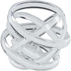 image:imageDeco 79 Glass Geometric Decorative Sculpture Orb Home Decor Statues with Overlapping Rings and Ball Center Set of 3 Accent Figurines 4 4 3 H ClearWhite