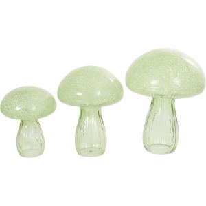 image:imageDeco 79 Glass Mushroom Decorative Sculpture Textured Home Decor Statues Set of 3 Accent Figurines 12 10 8H GreenGreen