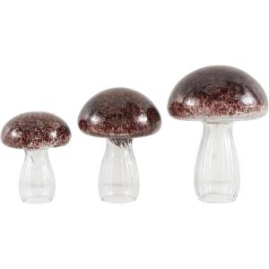 image:imageDeco 79 Glass Mushroom Decorative Sculpture Textured Home Decor Statues Set of 3 Accent Figurines 12 10 8H GreenRed