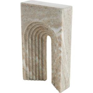 image:imageDeco 79 Marble Geometric Decorative Sculpture Rectangular Home Decor Statue with Arched Groove Interior Accent Figurine 6 x 2 x 11 Beige