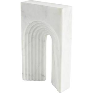 image:imageDeco 79 Marble Geometric Decorative Sculpture Rectangular Home Decor Statue with Arched Groove Interior Accent Figurine 7 x 2 x 11 White