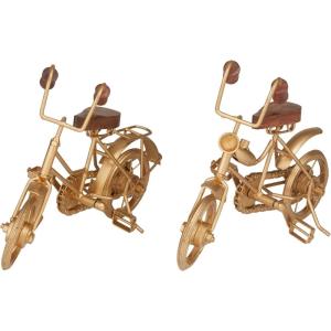 image:imageDeco 79 Metal Bike Decorative Sculpture Home Decor Statues with Wood Accents set of 2 Accent Figurines 11 x 5 x 8 Gold