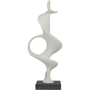 image:imageDeco 79 Polystone Abstract Decorative Sculpture Home Decor Statue with Black Base Accent Figurine 10 x 9 x 28 White