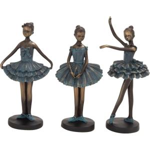 image:imageDeco 79 Polystone Dancer Decorative Sculpture Home Decor Statues set of 3 Accent Figurines 6 x 4 x 12 TealTeal