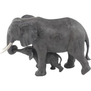 image:imageDeco 79 Polystone Elephant Decorative Sculpture Home Decor Statue Accent Figurine 20 x 7 x 13 Gray