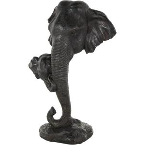 image:imageDeco 79 Polystone Elephant Mom and Baby Sculpture 10 x 7 x 17 Black