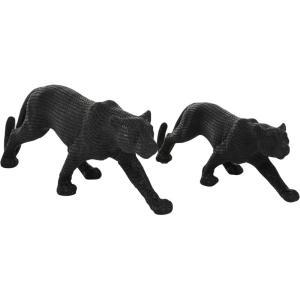 image:imageDeco 79 Polystone Leopard Decorative Sculpture Home Decor Statues Set of 2 Accent Figurines 18 14W BlackBlack