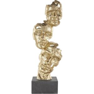 image:imageDeco 79 Polystone Mask Decorative Sculpture Stacked Face Cutout Home Decor Statue with Black Block Base Accent Figurine 8 x 5 x 25 Gold8 x 5 x 25