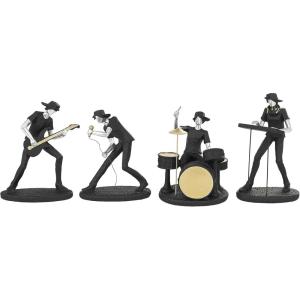 image:imageDeco 79 Polystone Musician Decorative Sculpture Abstract Home Decor Statues with Gold Instruments and Music Notes Set of 3 Accent Figurines 15 13 15H Black8  8  9  10H