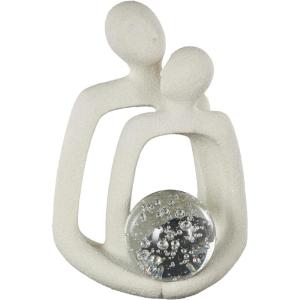 image:imageDeco 79 Polystone People Decorative Sculpture Hugging Home Decor Statue with Black Speckles Accent Figurine 10 x 9 x 15 WhiteWhite