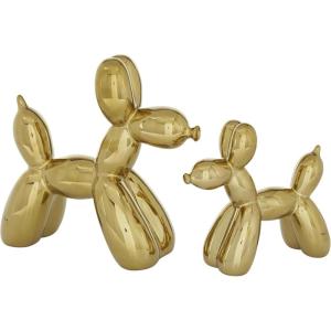 image:imageDeco 79 Porcelain Ceramic Dog Decorative Sculpture Balloon Home Decor Statues Set of 2 Accent Figurines 9 7H SilverGold