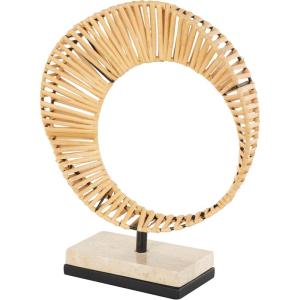 image:imageDeco 79 Rattan Abstract Handmade Decorative Sculpture Mobius Strip Inspired Home Decor Statue with White Marble Base Accent Figurine 13 x 3 x 15 BrownBrown