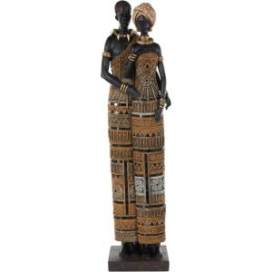 image:imageDeco 79 Resin Family Decorative Sculpture Tall African Home Decor Statue with Gold Jewels Accent Figurine 9 x 6 x 31 BlackBlack