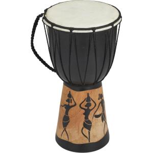 image:imageDeco 79 Wood Drum Handmade Decorative Sculpture Djembe Home Decor Statue with Rope Accents Accent Figurine 7 x 7 x 12 BrownBlack