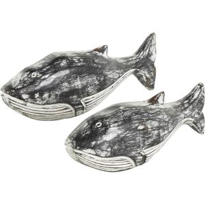image:imageDeco 79 Wood Whale Decorative Sculpture Distressed Home Decor Statues Set of 2 Accent Figurines 13 11W CreamCream