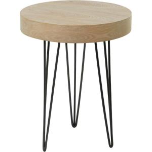 image:imageDeco 79 Wooden Side End Accent Table End Table with Black Metal Hairpin Legs Side Table 20 x 20 x 24 Brown
