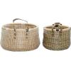 image:imageDeco 79 Banana Leaf Handmade Decorative and Functional Storage Basket Basket Organizer with Handles Set of 2 Basket for Storage 13 18W Brown