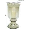 image:imageDeco 79 Glass Handmade Turned Style Pillar Hurricane Lamp with Smoked Glass Finish 7 x 7 x 14 BlackBrown
