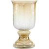 image:imageDeco 79 Glass Handmade Turned Style Pillar Hurricane Lamp with Smoked Glass Finish 7 x 7 x 14 BlackBrown