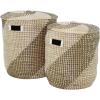 image:imageDeco 79 Seagrass Handmade Two Toned Storage Basket with Matching Lids Set of 2 19 17H Brown