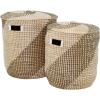 image:imageDeco 79 Seagrass Handmade Two Toned Storage Basket with Matching Lids Set of 2 19 17H Brown