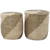 image:imageDeco 79 Seagrass Handmade Two Toned Storage Basket with Matching Lids Set of 2 19 17H Brown