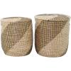 image:imageDeco 79 Seagrass Handmade Two Toned Storage Basket with Matching Lids Set of 2 19 17H Brown