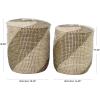 image:imageDeco 79 Seagrass Handmade Two Toned Storage Basket with Matching Lids Set of 2 19 17H Brown