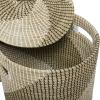image:imageDeco 79 Seagrass Handmade Two Toned Storage Basket with Matching Lids Set of 2 24 22H Brown