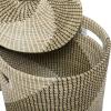image:imageDeco 79 Seagrass Handmade Two Toned Storage Basket with Matching Lids Set of 2 24 22H Brown