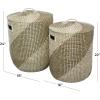 image:imageDeco 79 Seagrass Handmade Two Toned Storage Basket with Matching Lids Set of 2 24 22H Brown