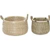 image:imageDeco 79 Banana Leaf Handmade Decorative and Functional Storage Basket Basket Organizer with Handles Set of 2 Basket for Storage 13 18W Brown