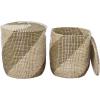 image:imageDeco 79 Seagrass Handmade Two Toned Storage Basket with Matching Lids Set of 2 19 17H Brown