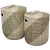 image:imageDeco 79 Seagrass Handmade Two Toned Storage Basket with Matching Lids Set of 2 24 22H Brown