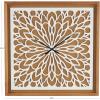 image:imageDeco 79 Wood Floral Decorative Wall Clock for Home with White Cutout Board Hanging Clock 32 x 2 x 32 BrownBrown